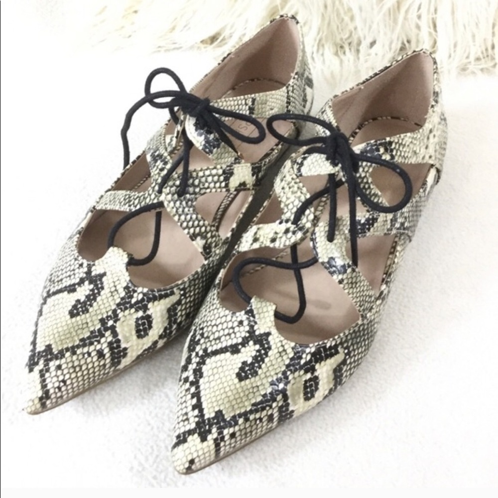 TopShop snake print pointed flats 7.5